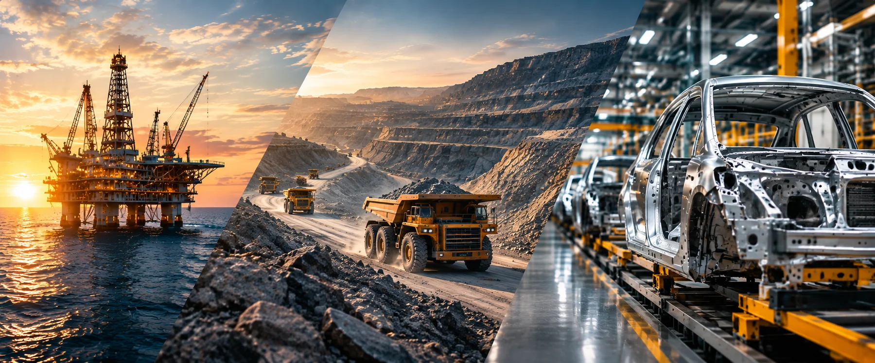 Petróleo, mineração e automotiva